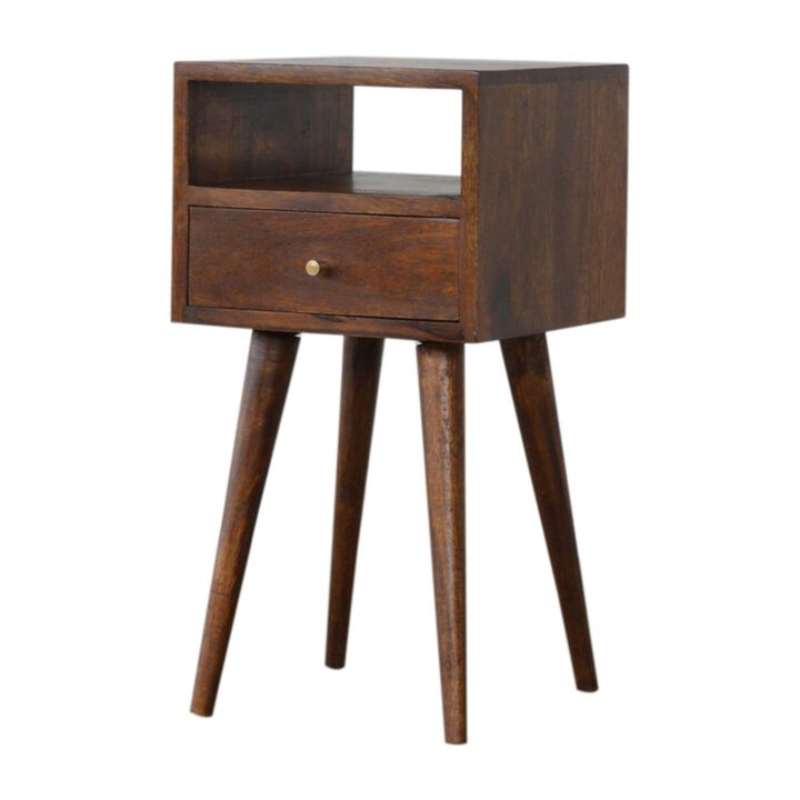 Mini Chestnut  Solid Wood 1 Drawer Nightstand