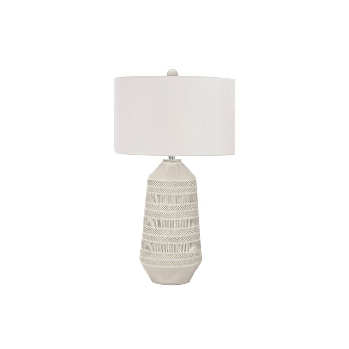 Monarch Specialties I 9613 - Lighting, 33"H, Table Lamp, Ivory / Cream Shade, Cream Ceramic, Contemporary