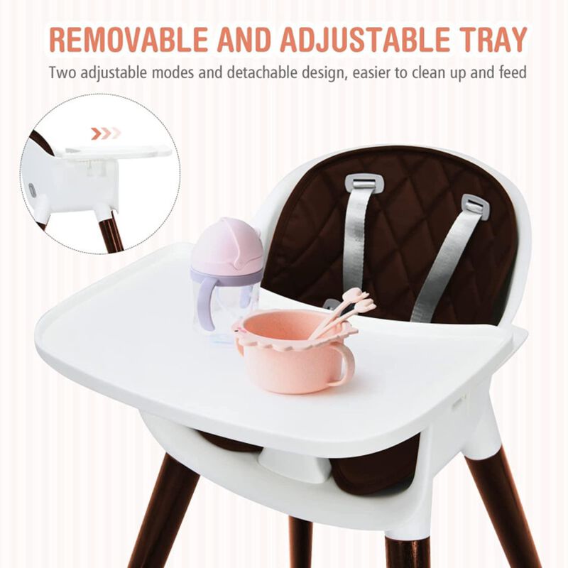 Hivvago 3-In-1 Adjustable Baby High Chair with Soft Seat Cushion for Toddlers