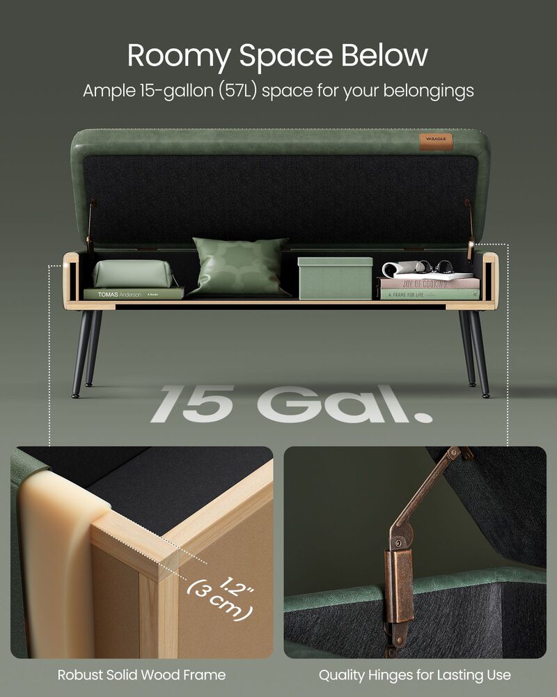 Storage Ottoman Bench with Steel Legs
