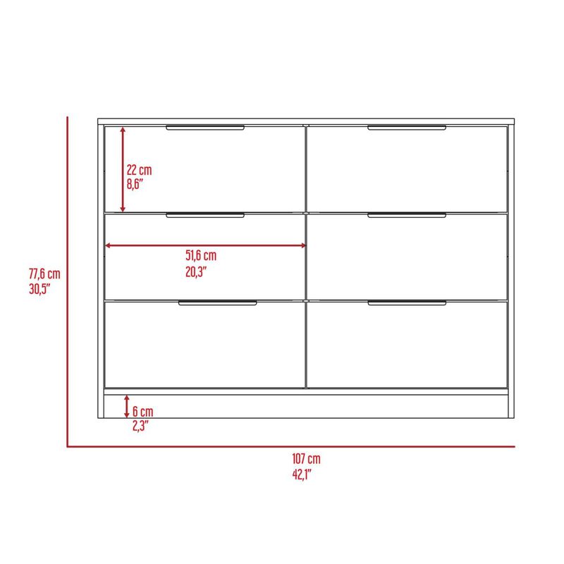 Longhill 6-Drawer Rectangle Dresser Black Wengue And Pine