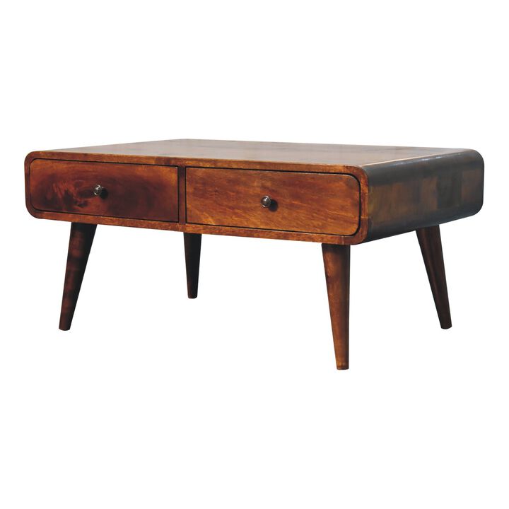 Sonata Chestnut Solid Wood 4 Drawer  Coffee Table
