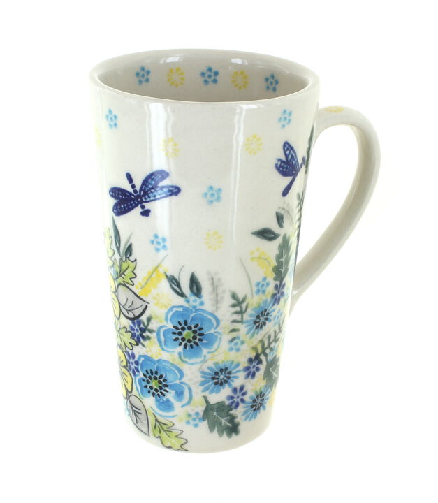 Blue Rose Polish Pottery Sunflower Maze Large Coffee Mug