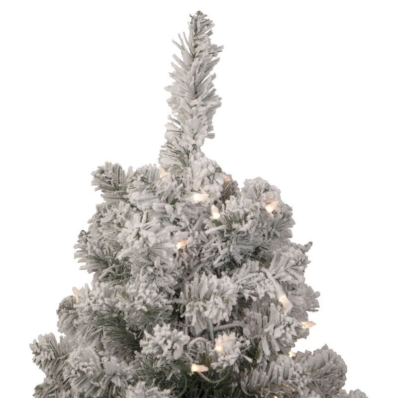3' Pre-Lit Heavily Flocked Madison Pine Medium Artificial Christmas Tree  Clear Lights