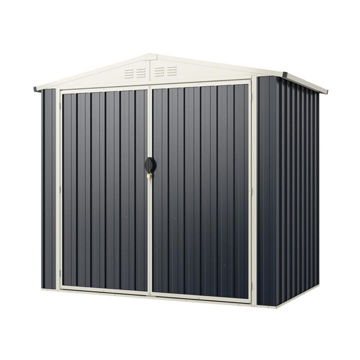 Hivvago 7 x 4 Feet Metal Outdoor Storage Shed with Lockable Door