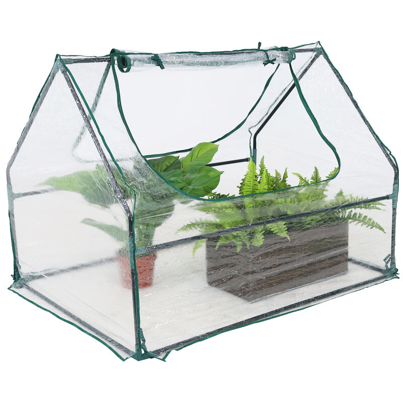 Sunnydaze 4 x 3 ft Iron PVC Panel Mini Greenhouse with 2 Doors - Clear