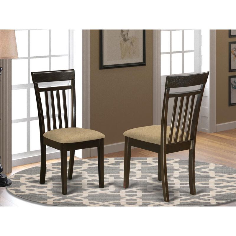 East West Furniture CAC-CAP-C Capri slat back Chair for dining room with Fabric Seat