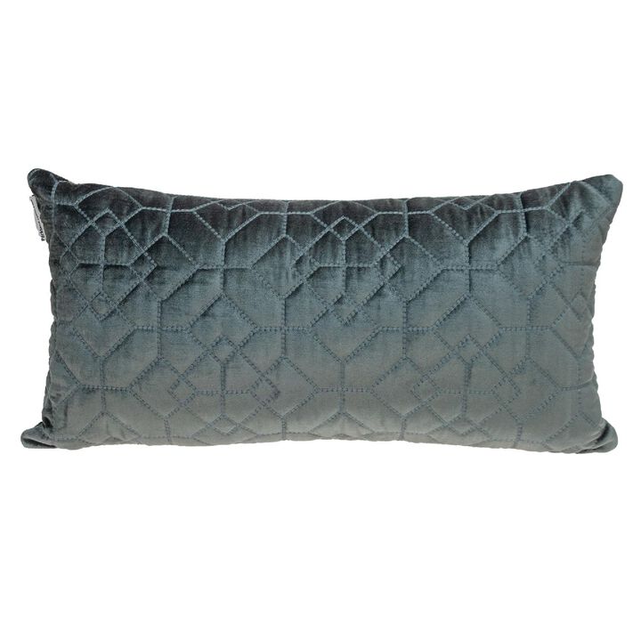 24" Gray/Charcoal Transitional Quilted Rectangular Throw Pillow