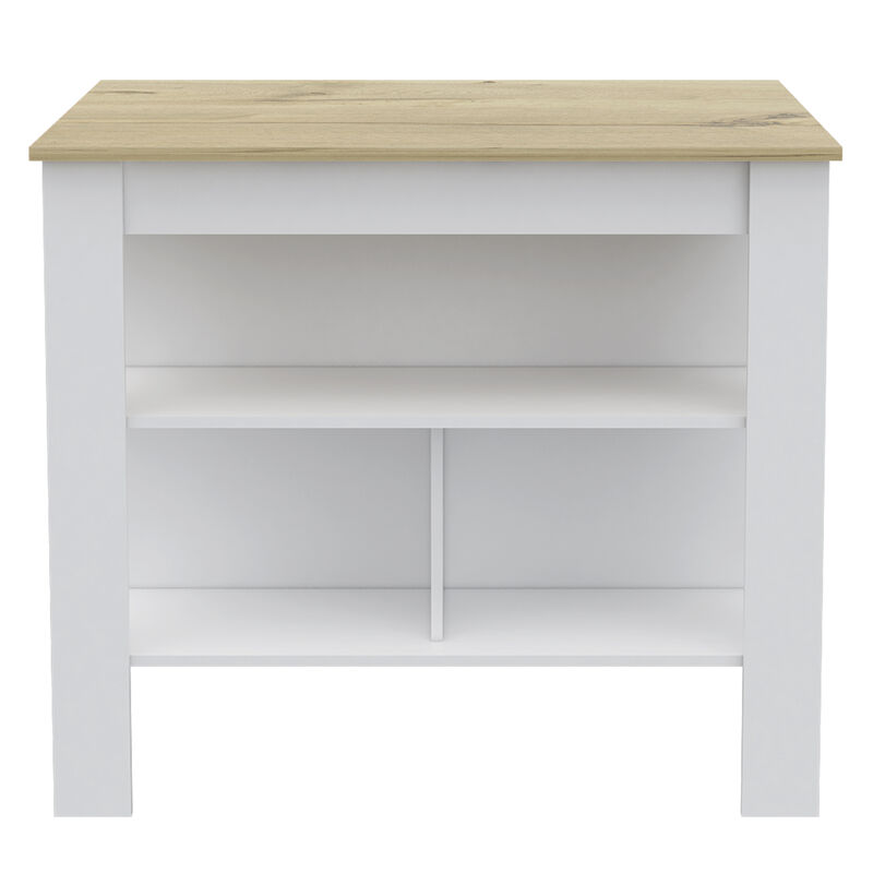 Kitchen Island Dozza, Kitchen, White / Light Oak