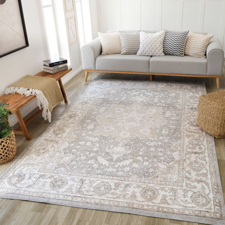 Cadence Vintage Oriental Beige Grey Indoor Area Rug
