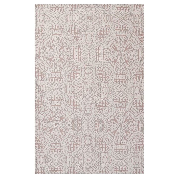 Javiera Contemporary Moroccan 8x10 Area Rug - Ivory and Cameo Rose