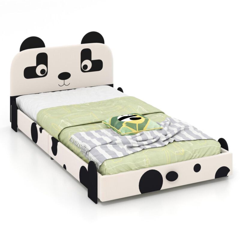 Hivvago Twin Size Kids Bed with Cute Panda Headboard
