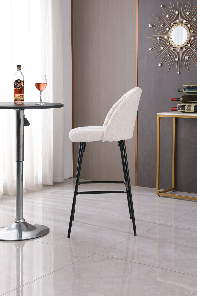 NILSSON Set of 2 Bar Stools in Metal and Velvet