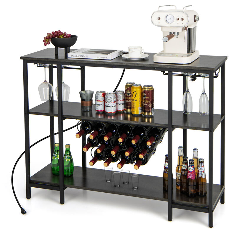 Industrial Wine Rack Wine Bar Cabinet with Storage Shelves