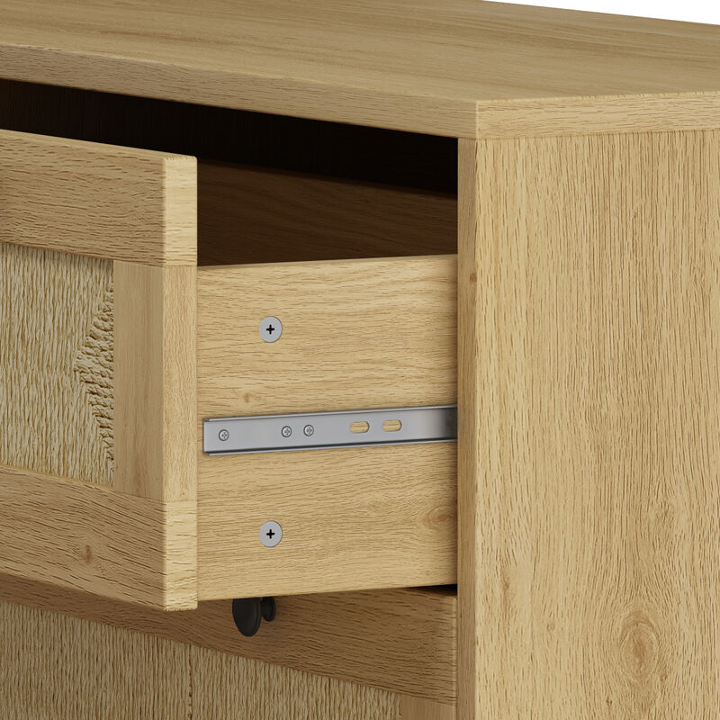 30" Oak 3-Drawer Woven Storage Cabinet for Multiple Rooms