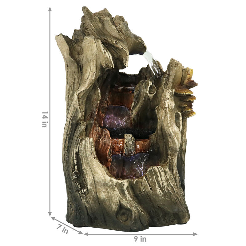 Sunnydaze Cascading Caves Polyresin Indoor Water Fountain with LED - 14 in