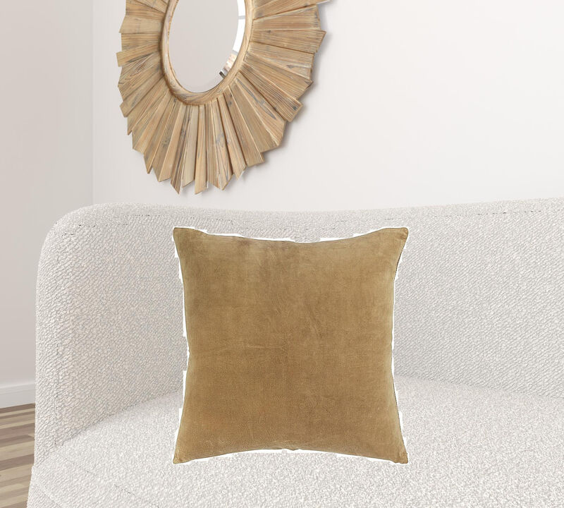 Hivvago Gold Solid Reversible Cotton Velvet Throw Pillow
