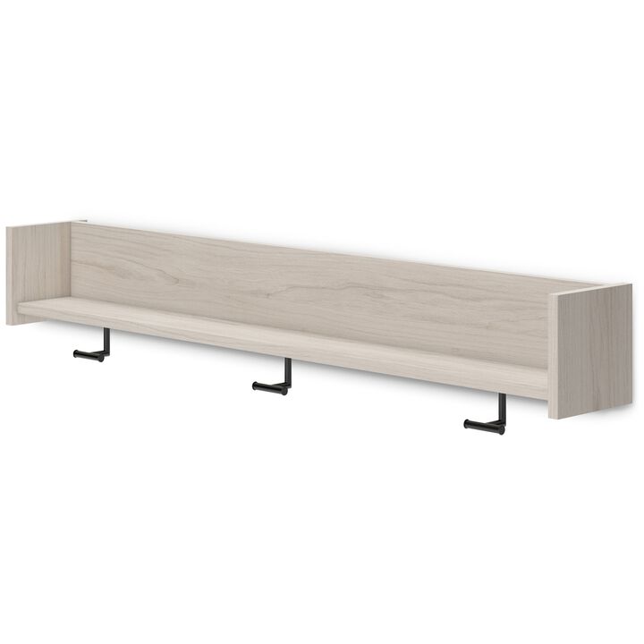 Soca Wall Mounted Coat Rack, 3 Hooks and Shelf, Light Natural Brown - Benzara