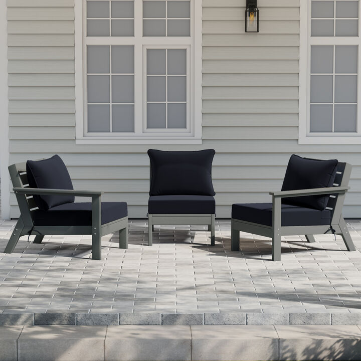 WestinTrends Outdoor Patio HDPE Sectional Sofa with Patio Cushions