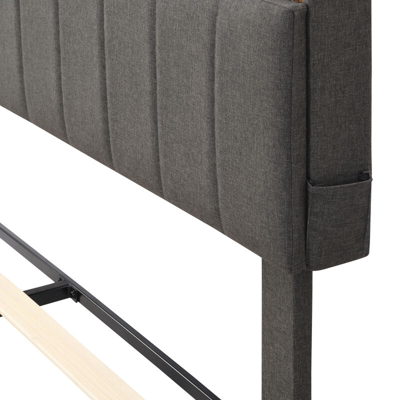 Merax Upholstered Platform Bed with Storage Headboard