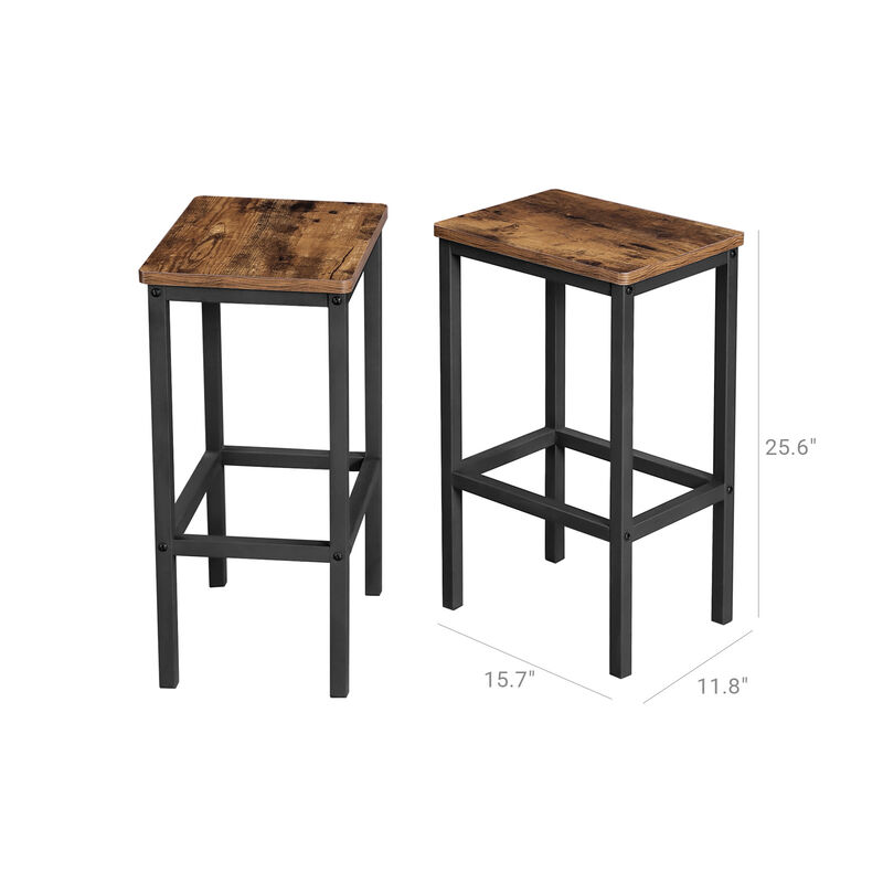 Bar Stools, Set of 2 Bar Chairs, Kitchen Breakfast Bar Stools with Footrest