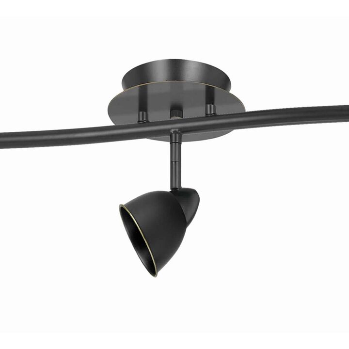 5 Light 120V Metal Track Light Fixture with Round Shade, Black - Benzara