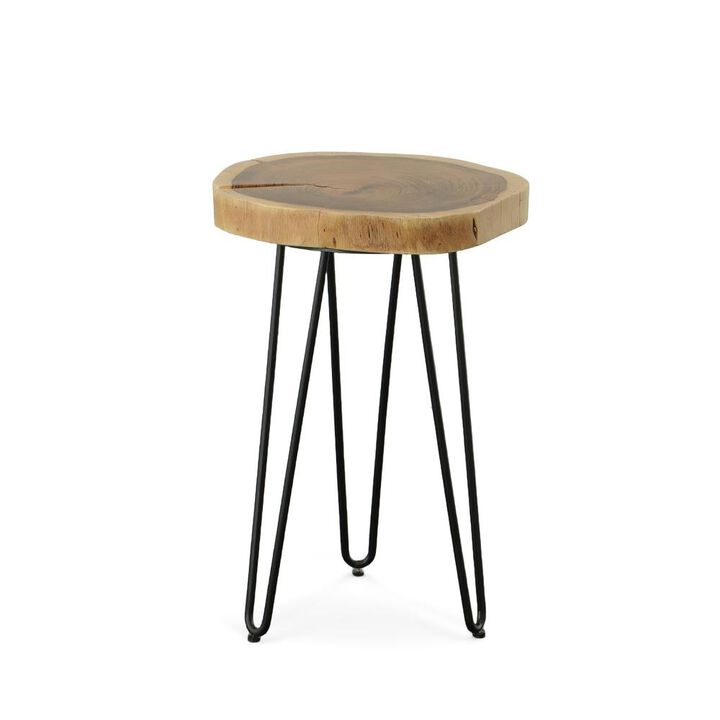 Carolina Living Seti Live Edge Accent Table - Natural Top - Black Base