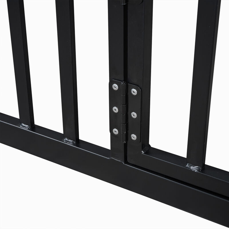 Merax Metal House Bed with Fence and Door