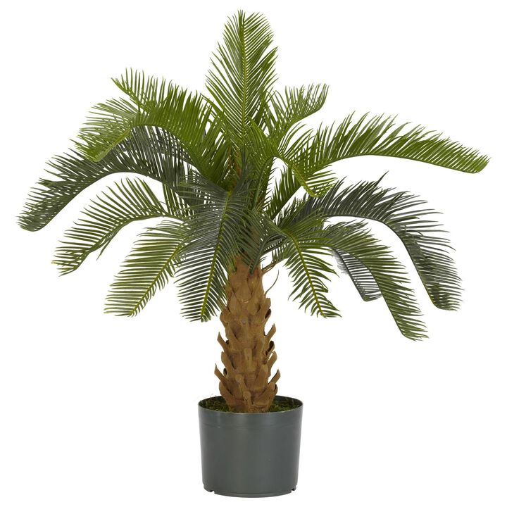 Nearly Natural 28-in Plastic Cycas (Foam Trunk) Tree w/16 Lvs