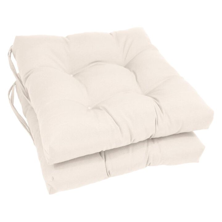 Blazing Needles 16-inch Solid Twill Square Tufted Chair Cushions (Set of 2)
