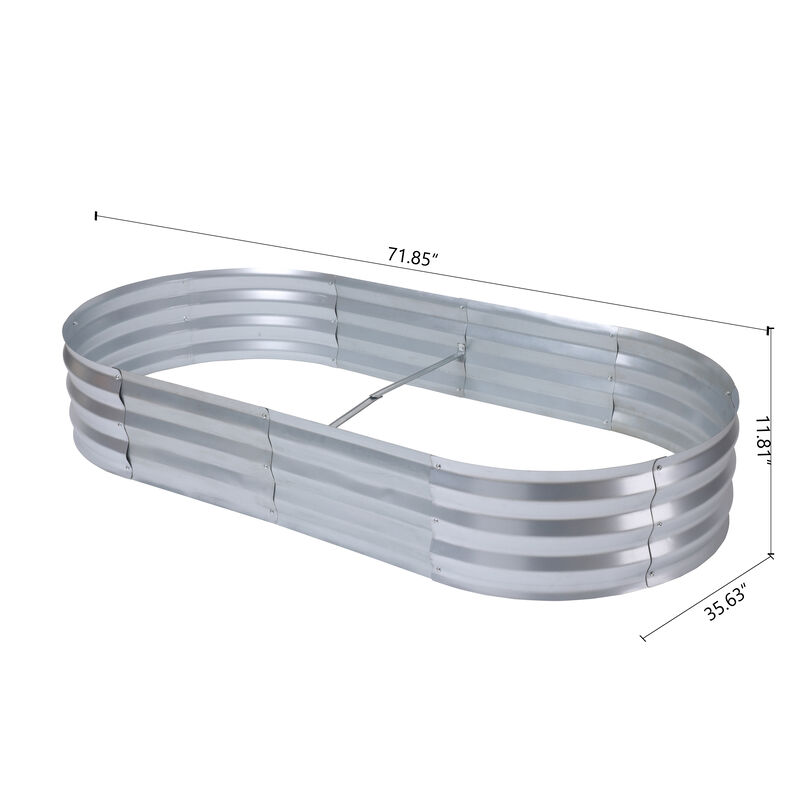 LuxenHome 6’ x 3’ Oval Raised Galvanized Steel Garden Bed Planter