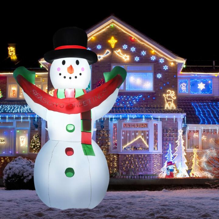 Hivvago 6 Feet Inflatable Christmas Snowman with LED Lights Blow Up Outdoor Yard Decoration
