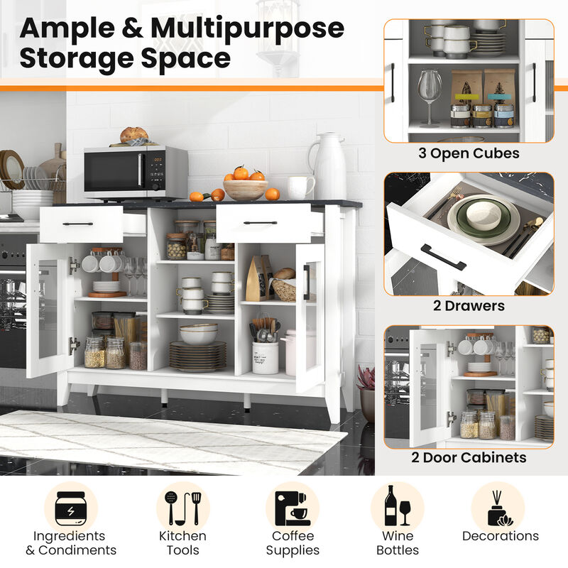 Sideboard Buffet Cabinet with 2 Drawers and 4 Adjustable Shelves