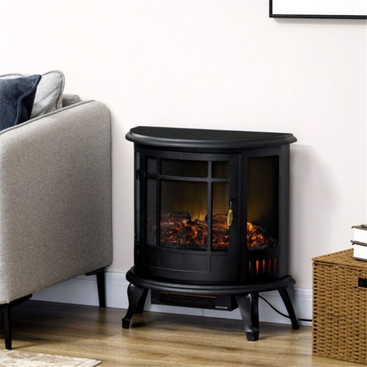 Wall-Mounted Electric Fireplace with Adjustable Heat and Flame Settings
