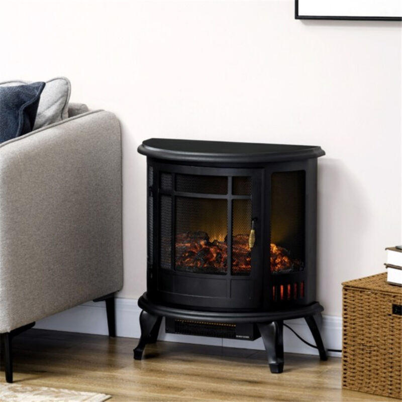Wall-Mounted Electric Fireplace with Adjustable Heat and Flame Settings