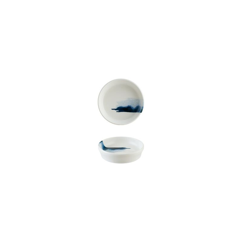 Blue Wave dia.4" h:1" 1 oz. Round Decorated Porcelain Bowl (Set of 4)