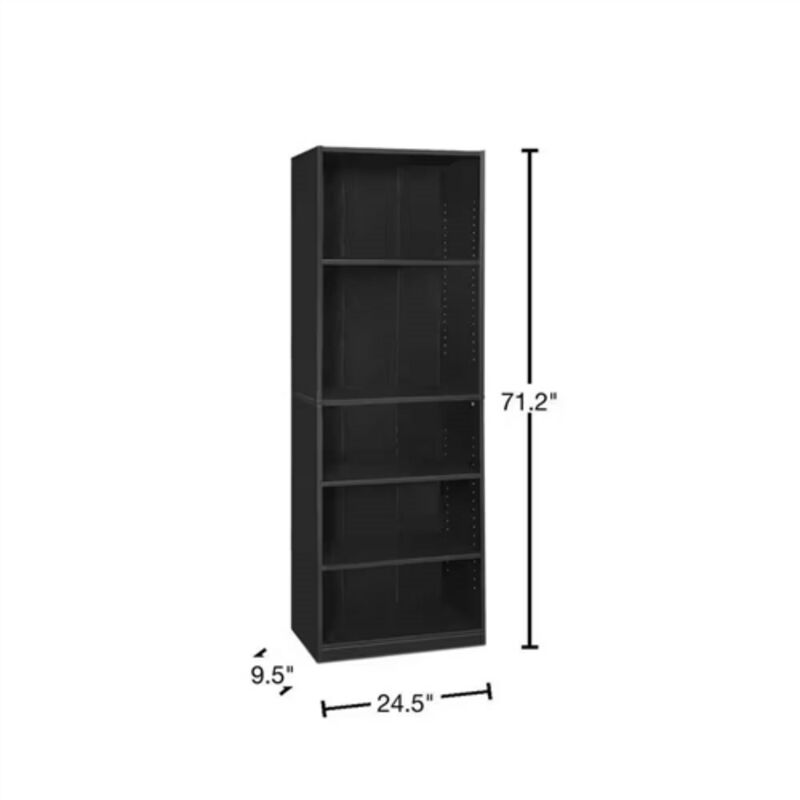 Freestanding 5-Tier Bookcase for Books In Living Room