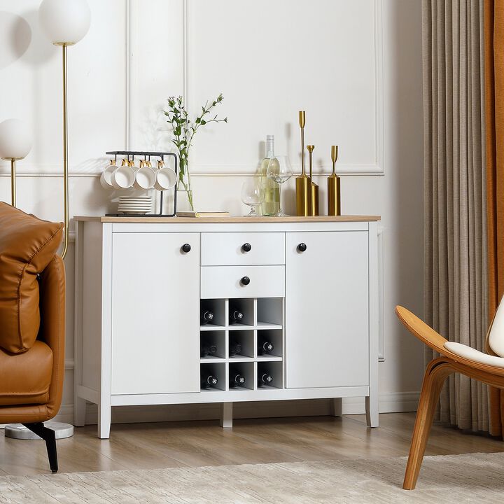 Rustic Dining Storage: Sideboard with Wine Rack, Cabinets & Drawers