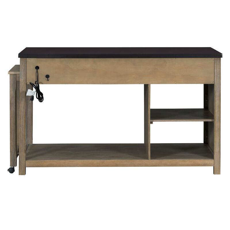 Merax Retro Extendable Kitchen Island with Storage