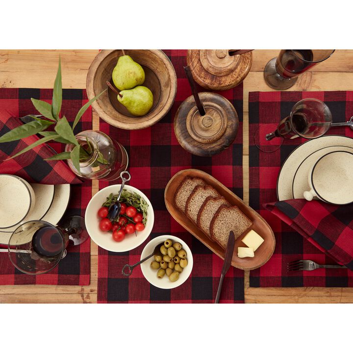 Solino Home 100% Pure Linen Buffalo Check Dinner Napkins 20 x 20 Inch Set of 4