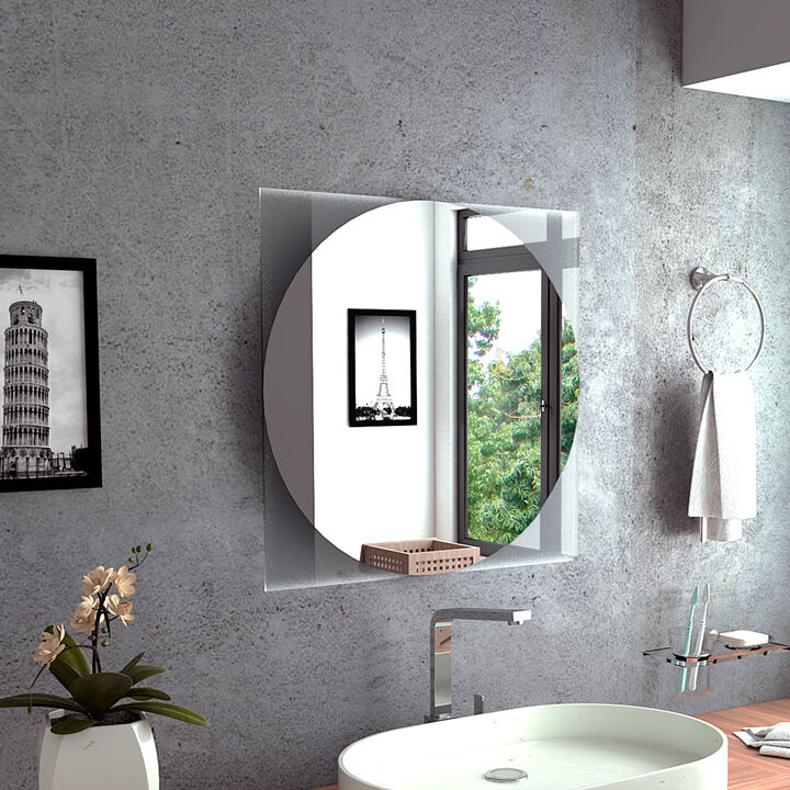DEPOT E-SHOP Alena Mirror-Sandblasting Borders, Square Shape Looking Glass, Clear