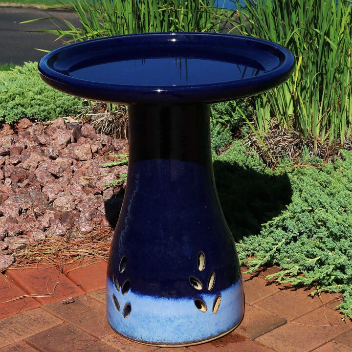 Sunnydaze Classic Outdoor Cut-Out Ceramic Bird Bath - 20.5 in
