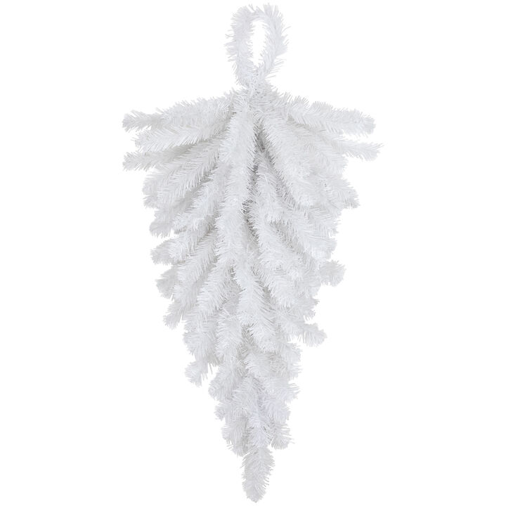 30" Snow White Pine Artificial Teardrop Christmas Swag  Unlit