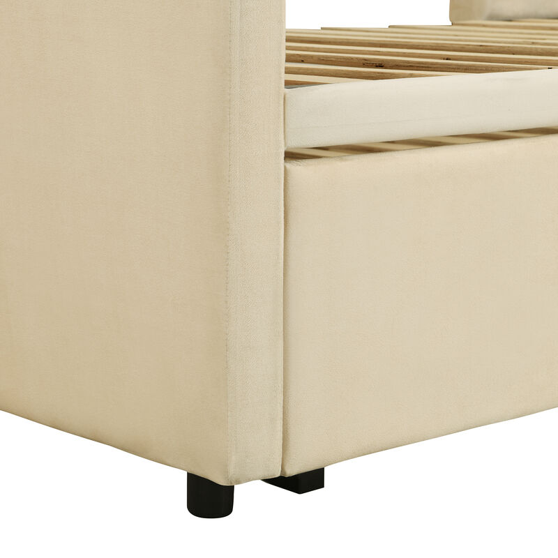 Merax Upholstered Daybed with Pop Up Trundle