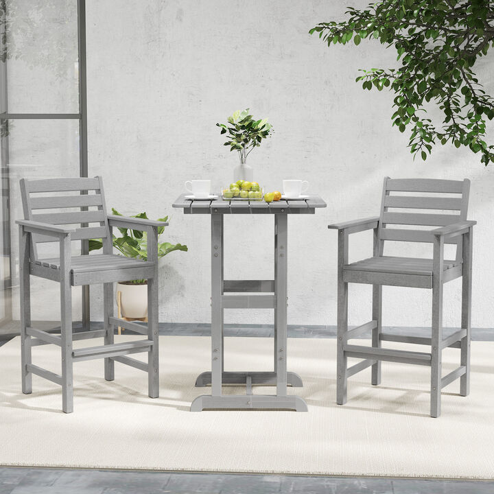 Patio HDPE Adirondack Bar Chairs Set of 2 with Wide Armrests