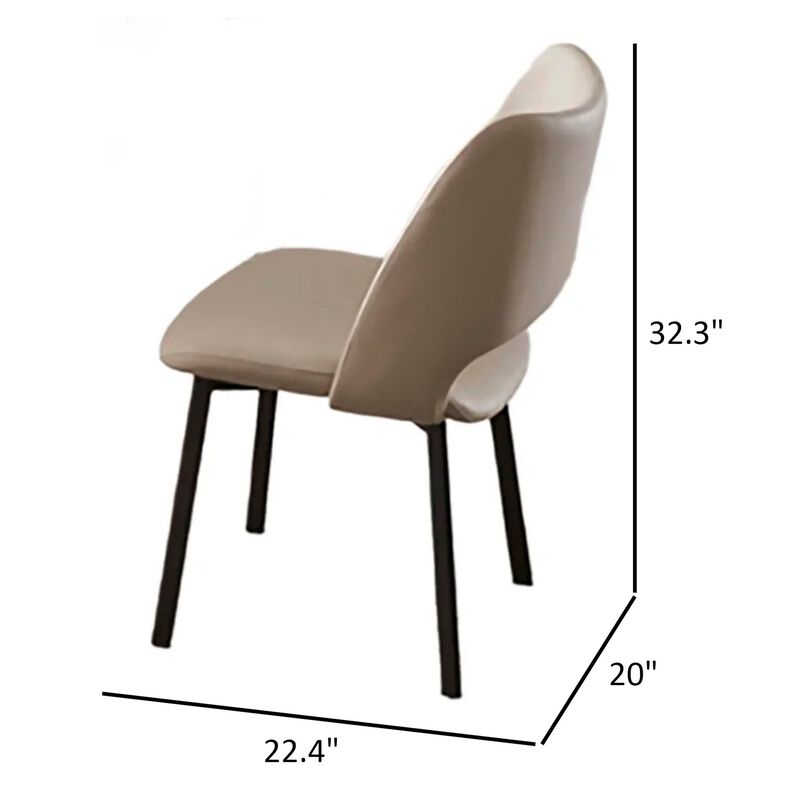 Hem 22 Inch Dining Chair Set of 2, Beige Faux Leather, Armless Open Back - Benzara