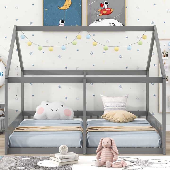 Merax House Platform Beds  with 2 Shared Beds