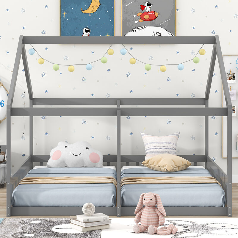 Merax House Platform Beds  with 2 Shared Beds
