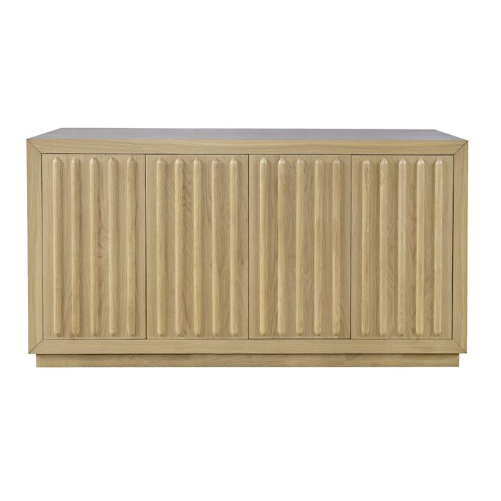 Jofran Maven 60" Mid-Century Modern Fluted Four Door Sideboard Storage Cabinet