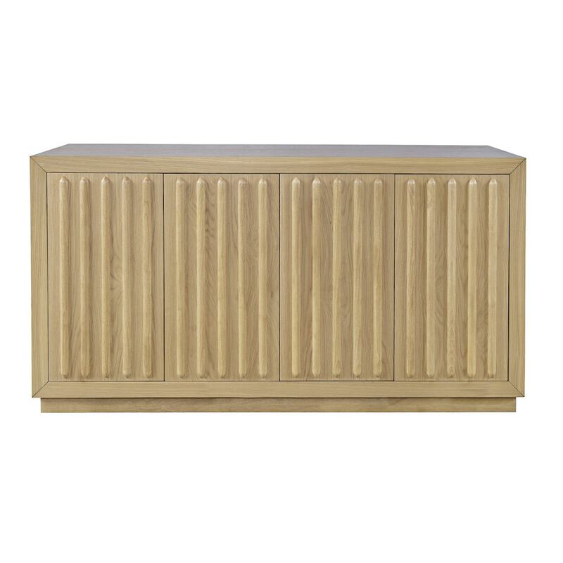 Jofran Maven 60" Mid-Century Modern Fluted Four Door Sideboard Storage Cabinet